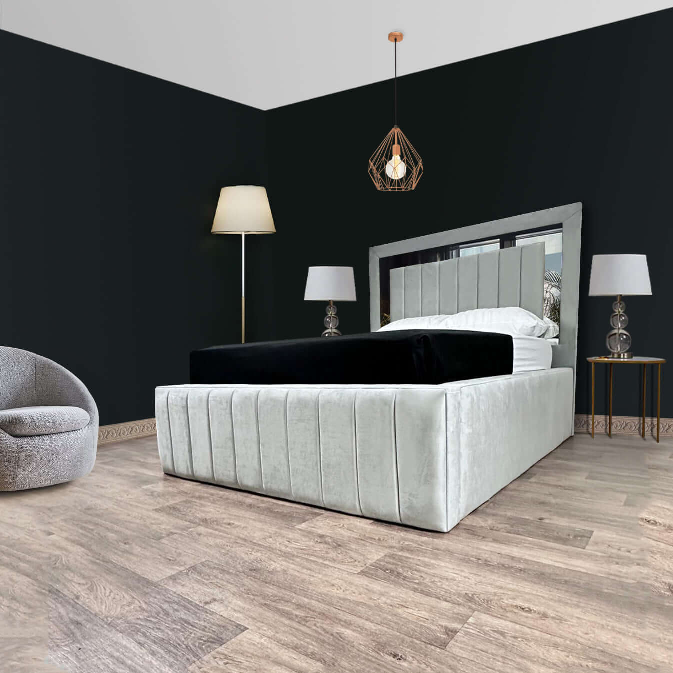 2025 Emma Mirror Bed with Optional Ottoman Storage