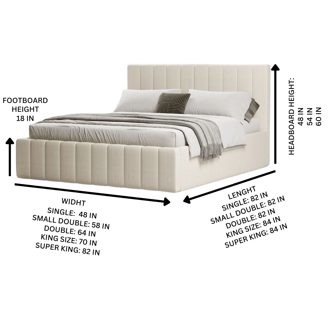 2025 Emma Linear Bed - Modern Upholstered Bed with Custom Fabric Options