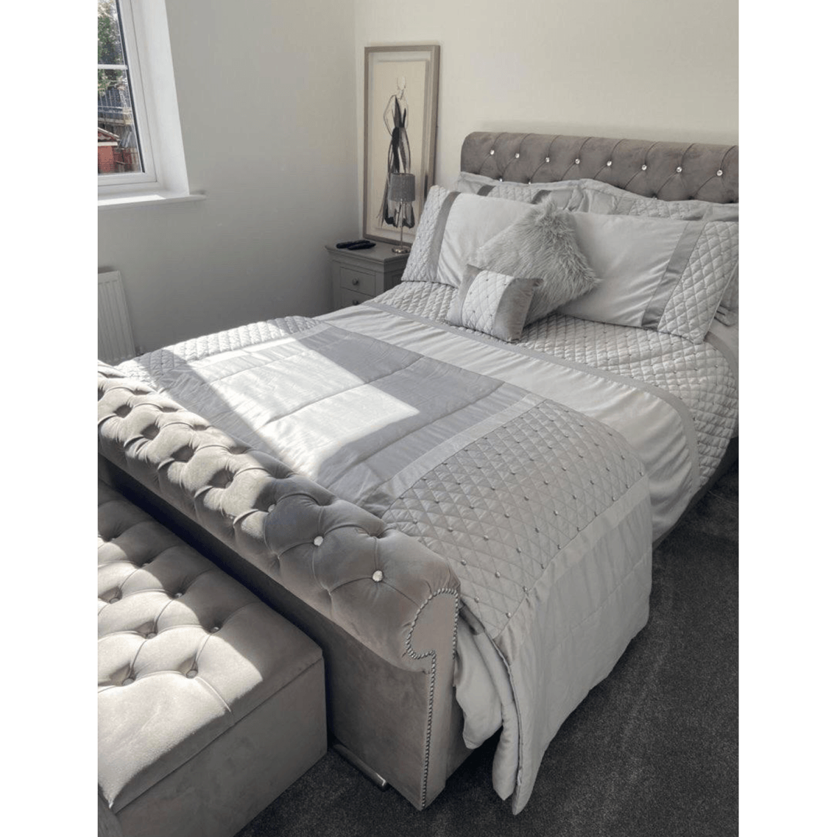 Luxury Sleigh Chesterfield Bed - vinobeds