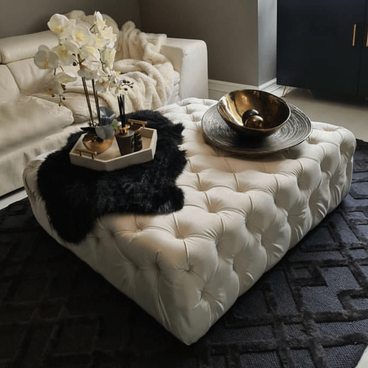 Large coffee table online pouffe